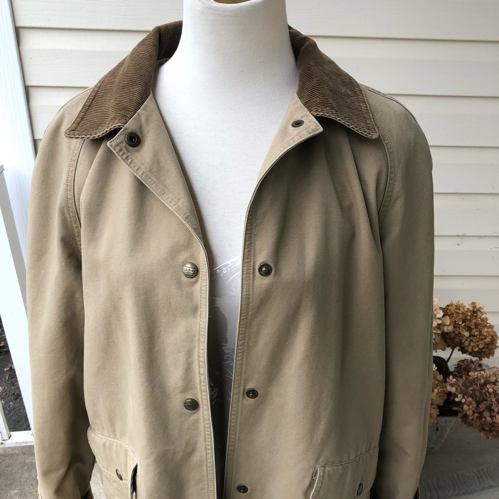 Vintage LL Bean womens medium Tan Long Duster coat, flannel lined - Picture 12 of 12